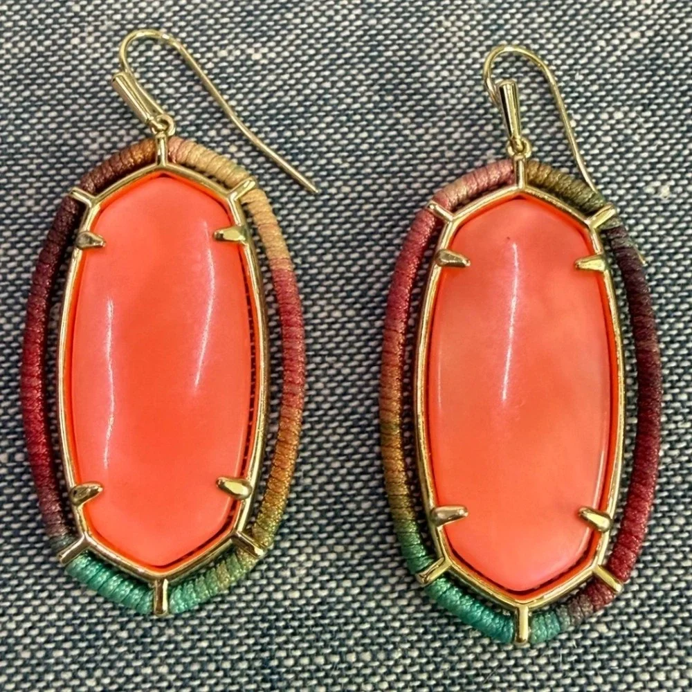 Kendra Scott Elle Threaded Drop Earring in Coral Illusion Gold Tone Multicolor